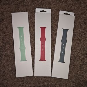 Apple Silicone Watch Bands in Mint Green, Red, and Slate